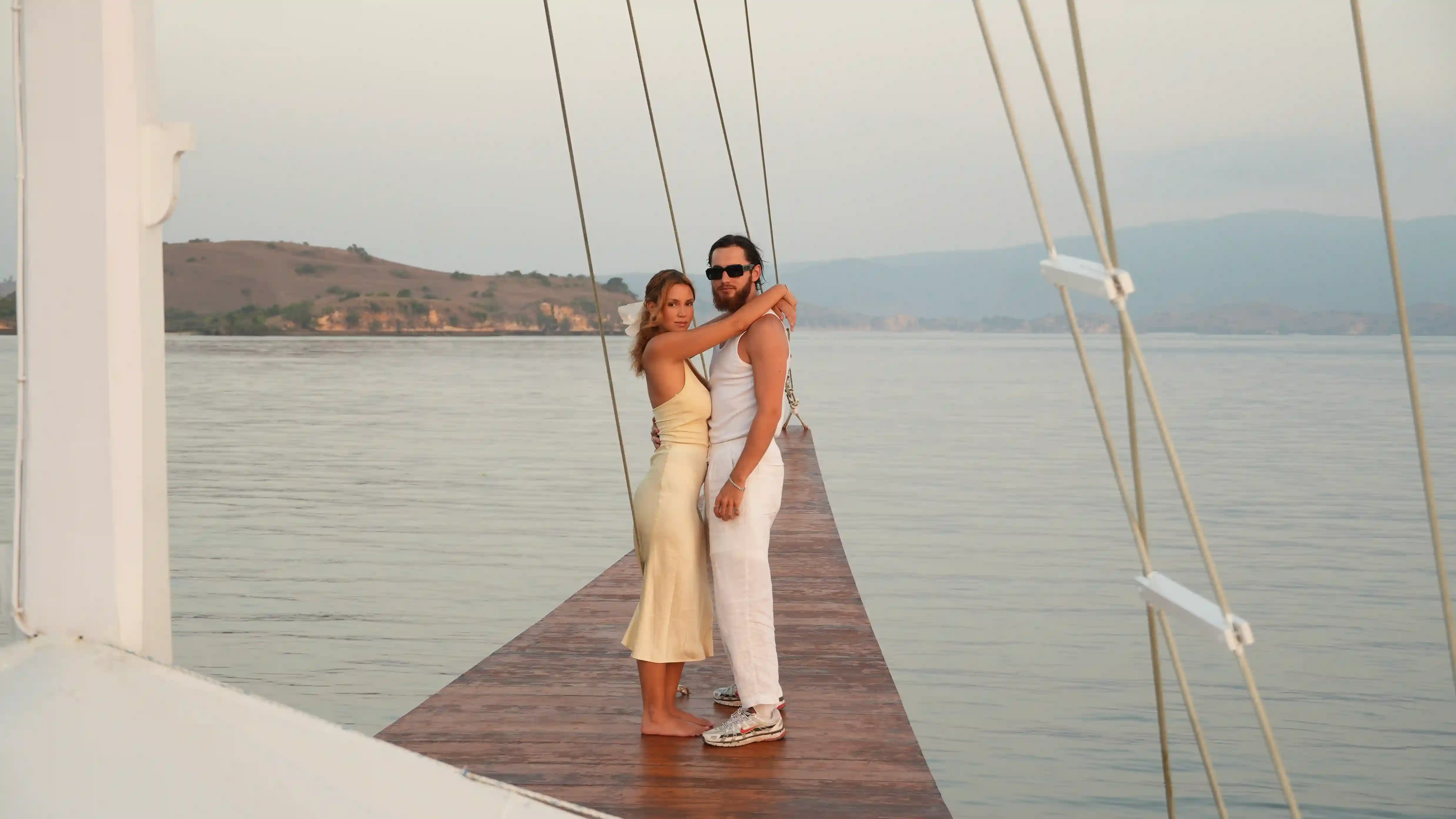 Guests at Labuan Bajo harbor ready to depart on a Komodo liveaboard