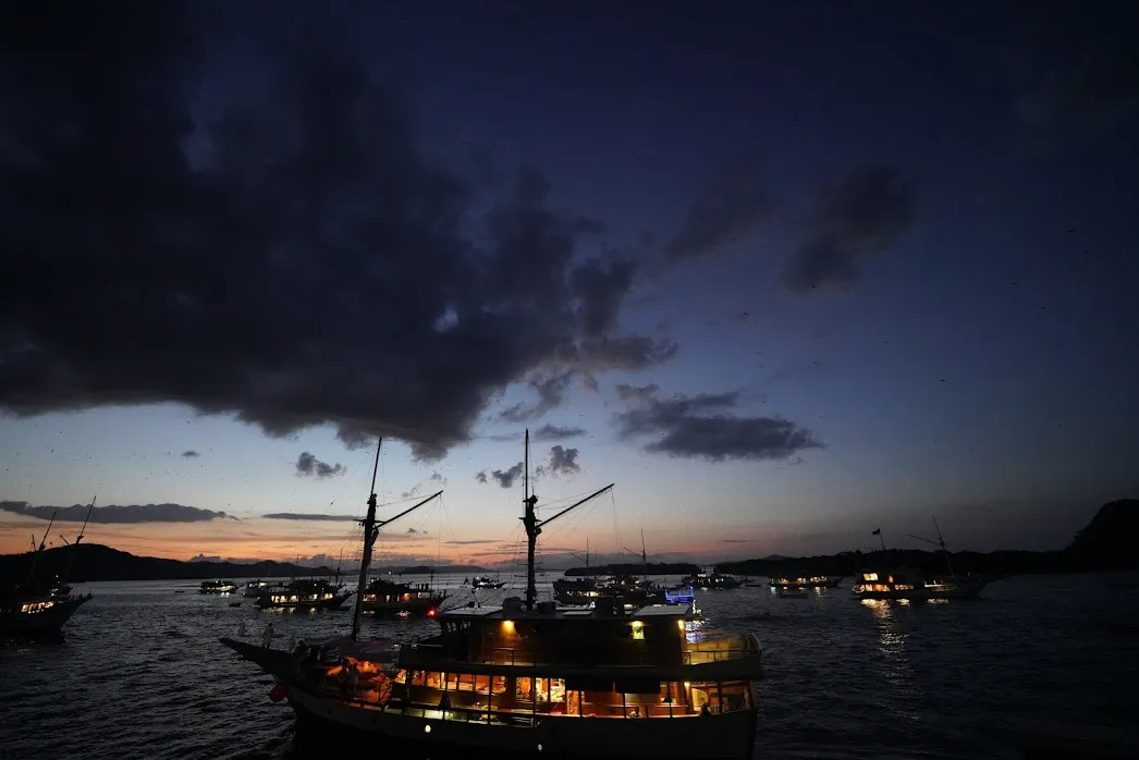 Looking out at neighboring islands from a liveaboard vessel
