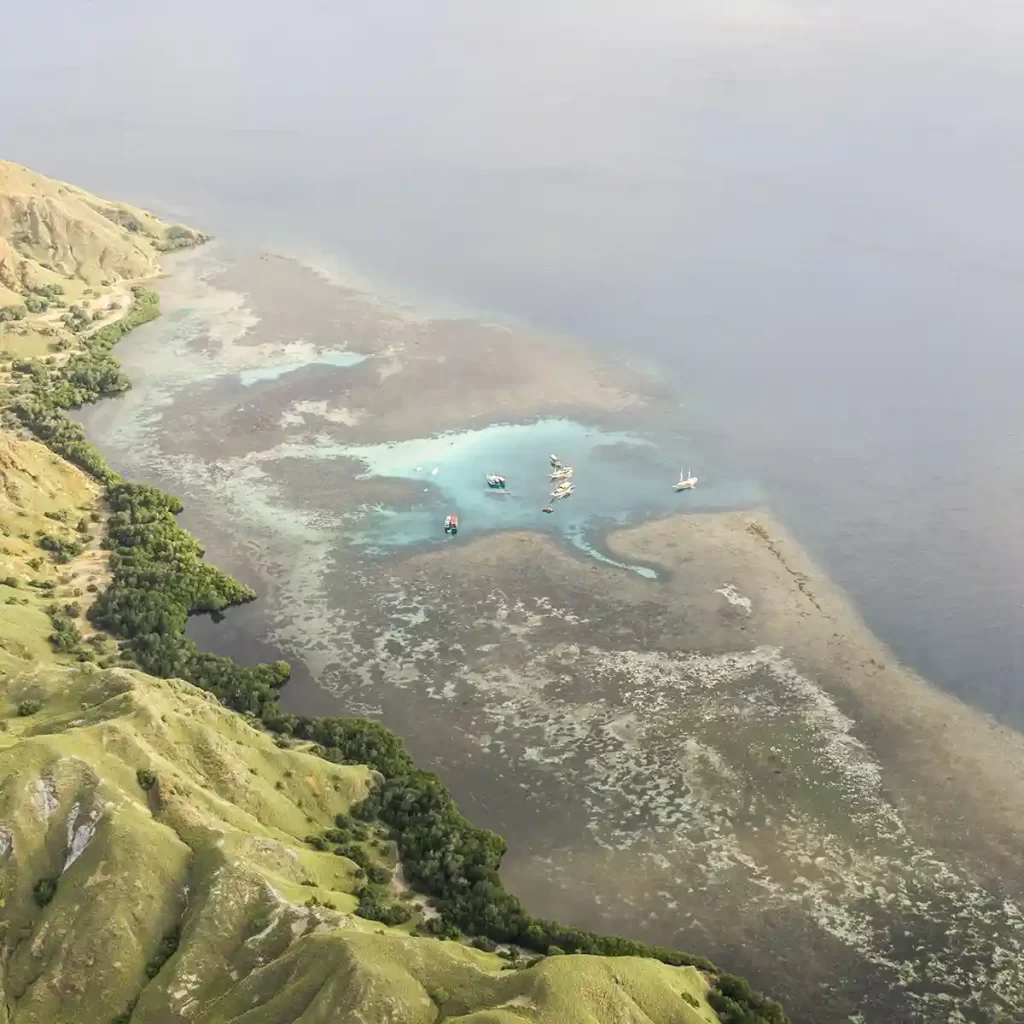 Snorkelers gliding over a coral reef near Siaba Island